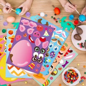 24pcs; Easter Eggs Diy Craft Stickers Easter Puzzle Party Game Stickers; Easter Ornaments; Easter Decorations; Easter Gift; Holiday Decorations;