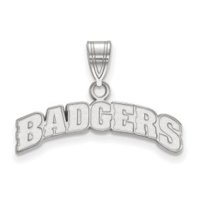 Sterling Silver Rhodium-plated LogoArt University of Wisconsin Badgers Medium Pendant