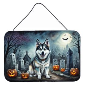 NEW Alaskan Malamute Spooky Halloween Wall or Door Hanging Prints Aluminum Metal Sign Kitchen Wall Bar Bathroom Plaque Home Decor, 8HX12W, Multic