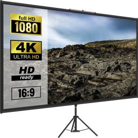 VEVOR Tripod Projector Screen with Stand 90 inch 16:9 4K HD Projection Screen Stand Wrinkle-Free Height Adjustable Portable Screen for Projector