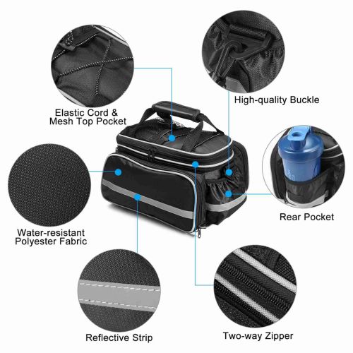 Bike Rear Seat Bag Large Capacity Water Resistant Bike Cycling Trunk Pannier Bag with Removable Shoulder Strap