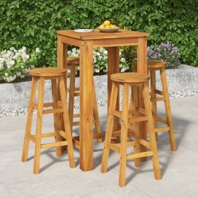 5 Piece Patio Bar Set Solid Wood Acacia (Color: Brown)