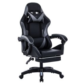 Gaming Chair Office Computer Seating Racing PU Ergonomic Chair Rolling Swivel Adjustable Massage Racer Recliner (Color: Gray-rd)