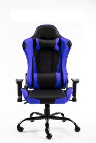 Gaming Chair Office Computer Seating Racing PU Ergonomic Chair Rolling Swivel Adjustable Massage Racer Recliner (Color: Blue-rd)